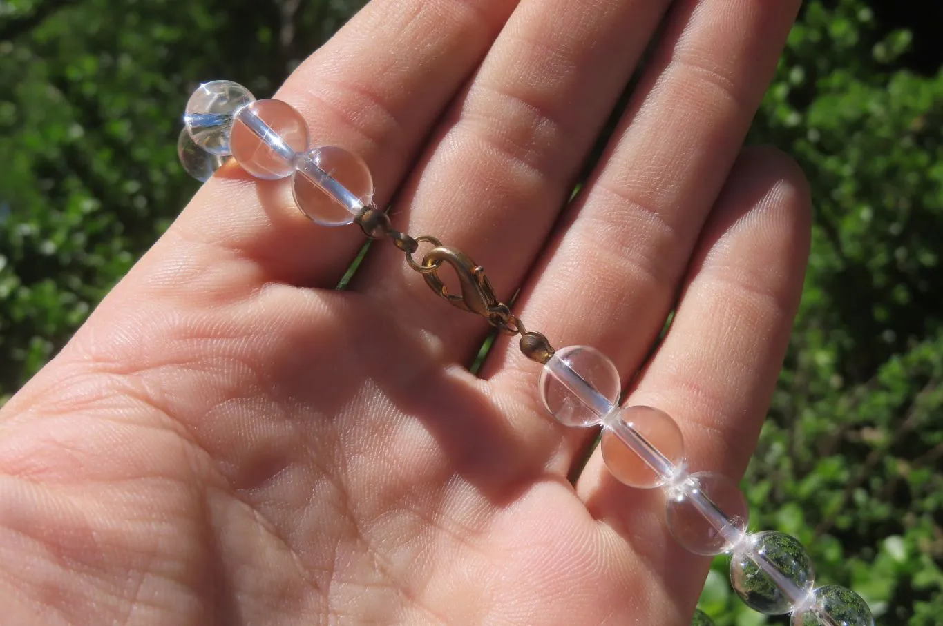 Polished Quartz Rock Crystal Ball Shaped Beaded Necklace - Sold Per Item - From Brazil