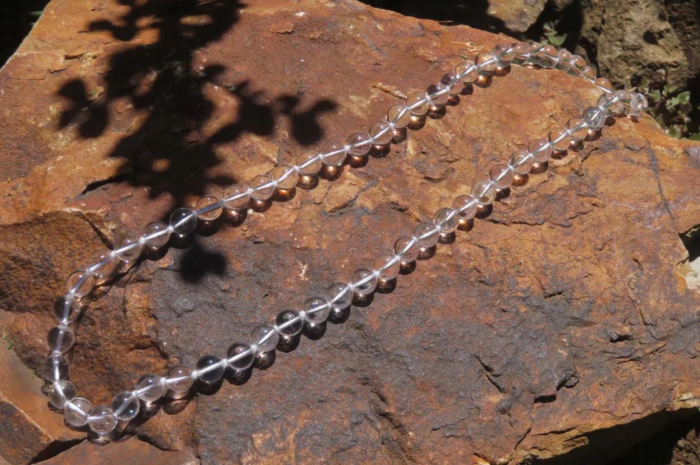 Polished Quartz Rock Crystal Ball Shaped Beaded Necklace - Sold Per Item - From Brazil