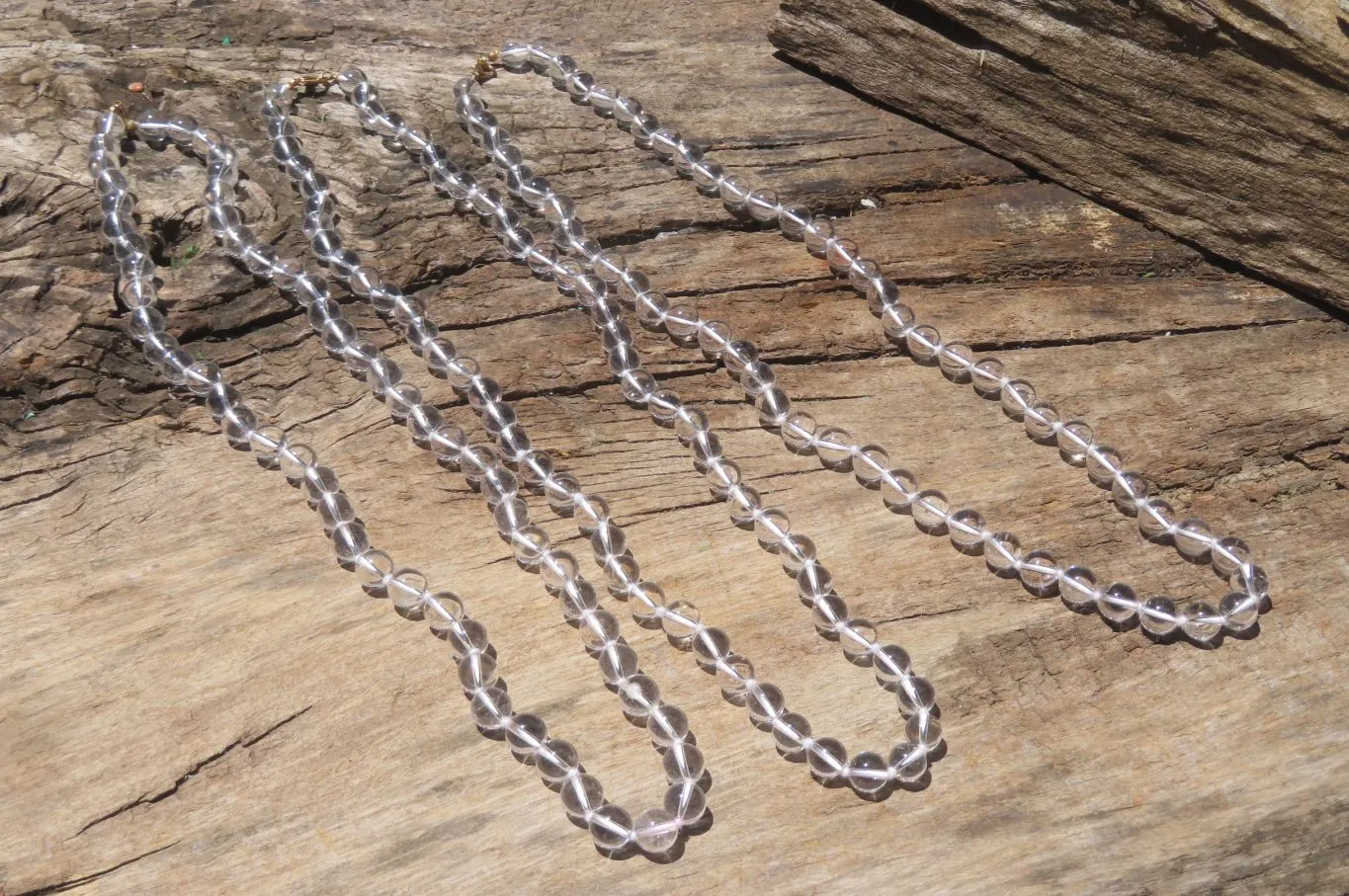 Polished Quartz Rock Crystal Ball Shaped Beaded Necklace - Sold Per Item - From Brazil