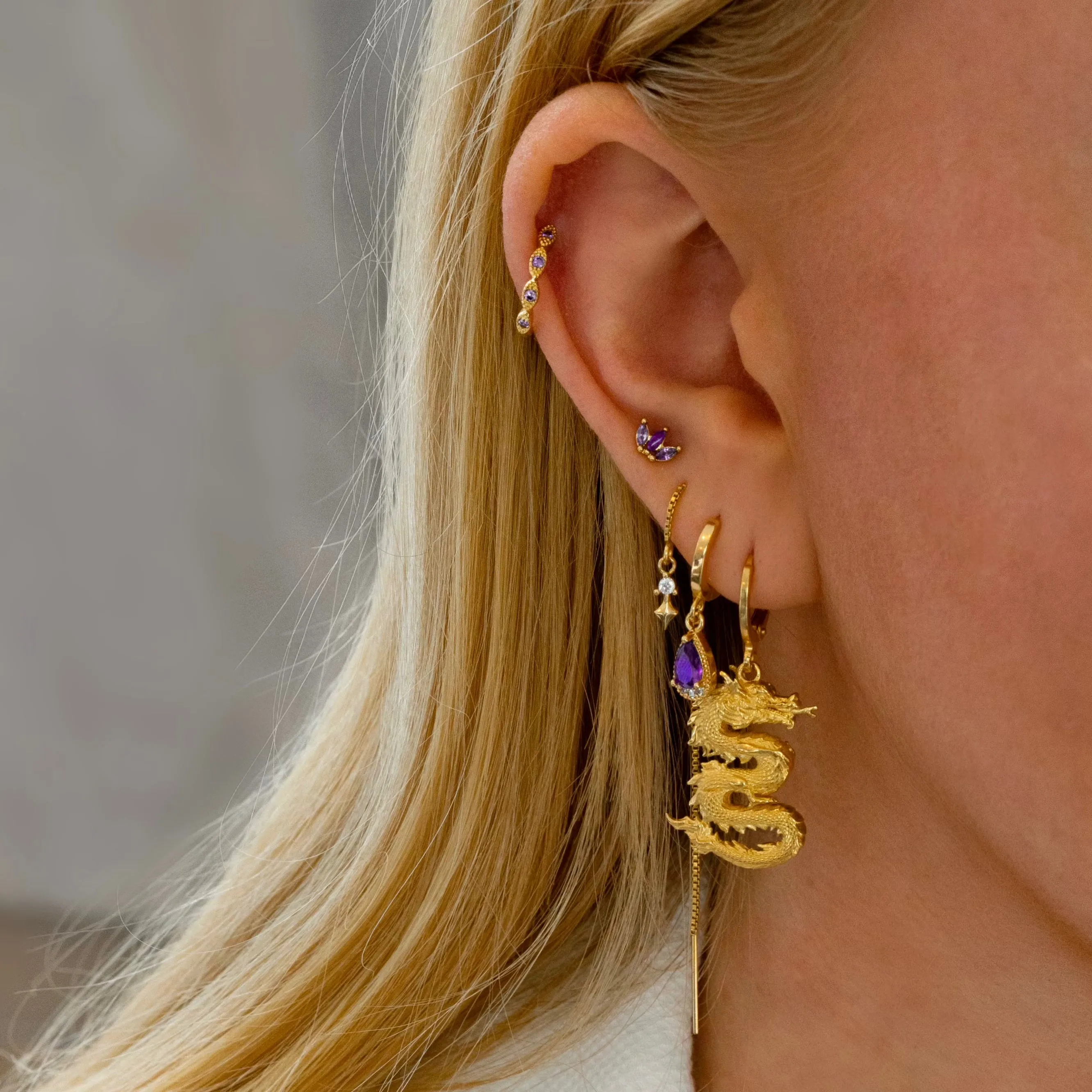 Purple Petal Stud