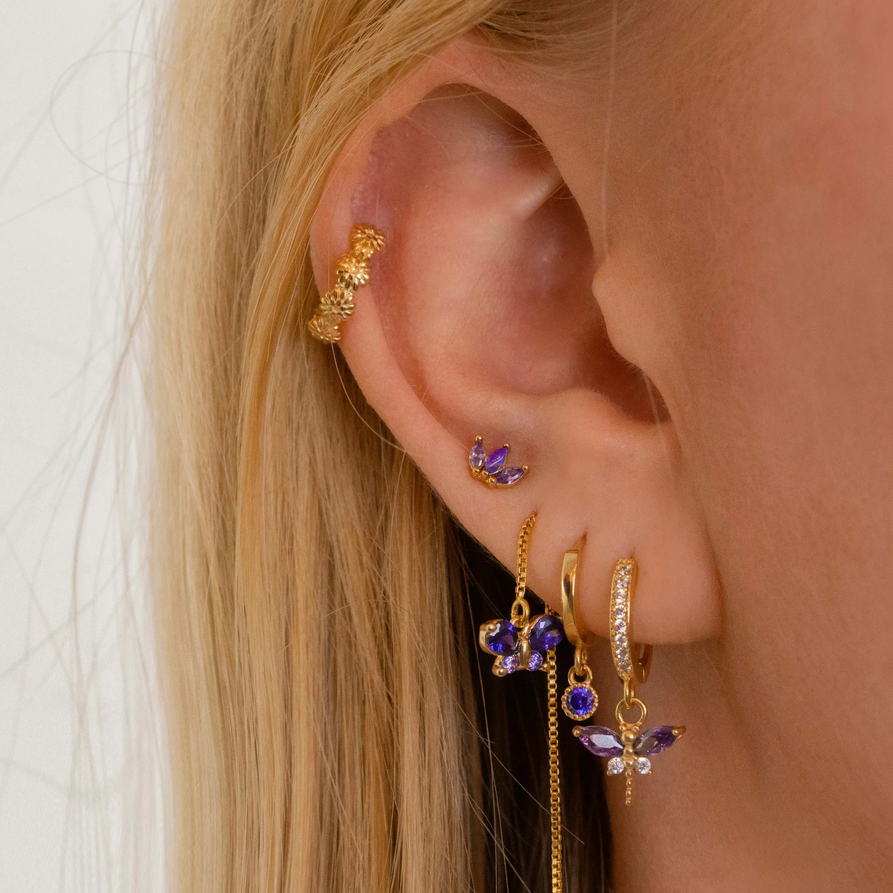 Purple Petal Stud