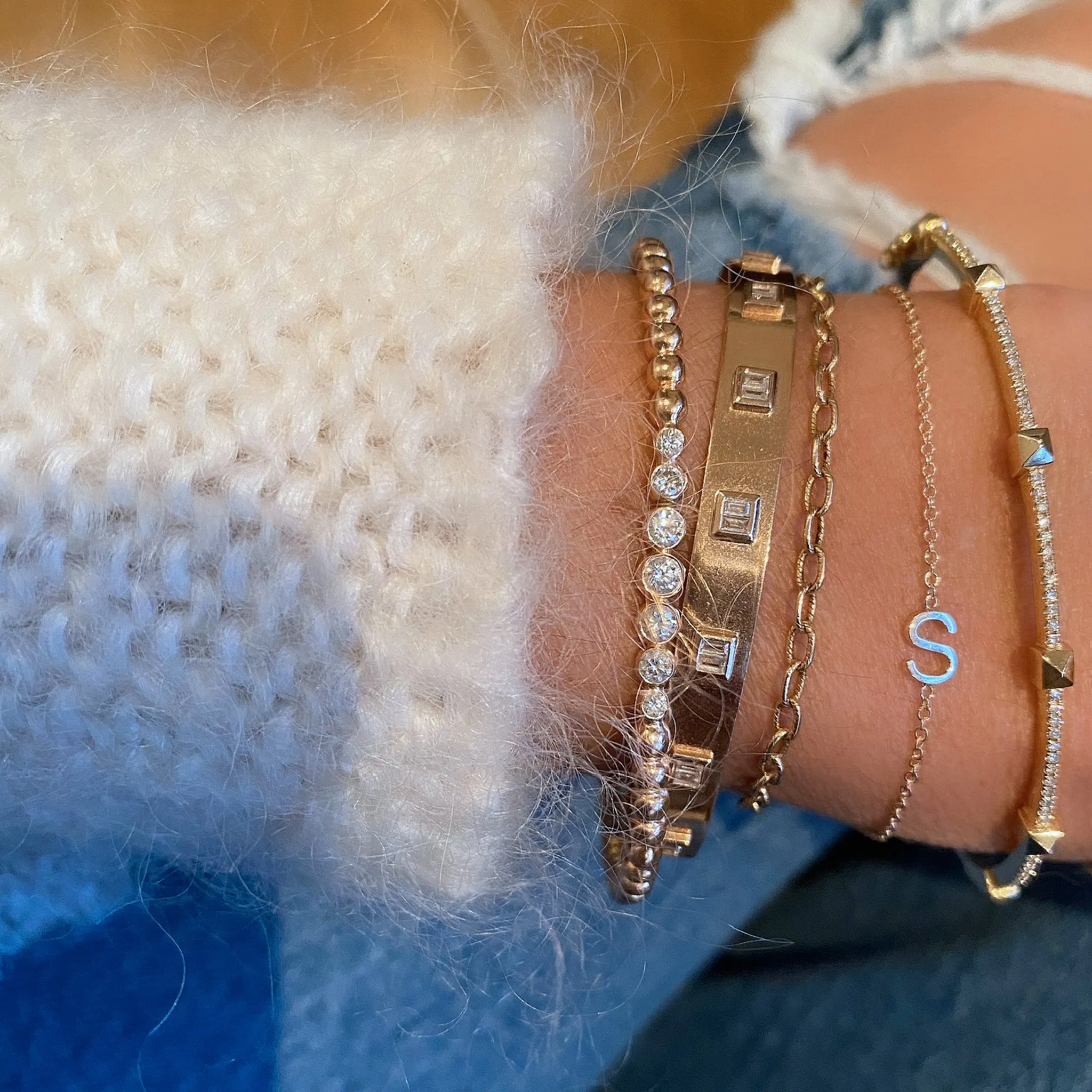 Pyramid Pave Diamond Bangle