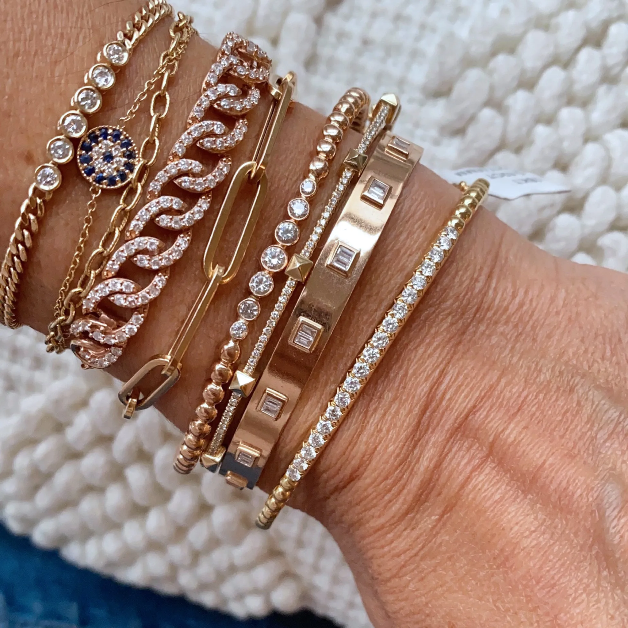 Pyramid Pave Diamond Bangle