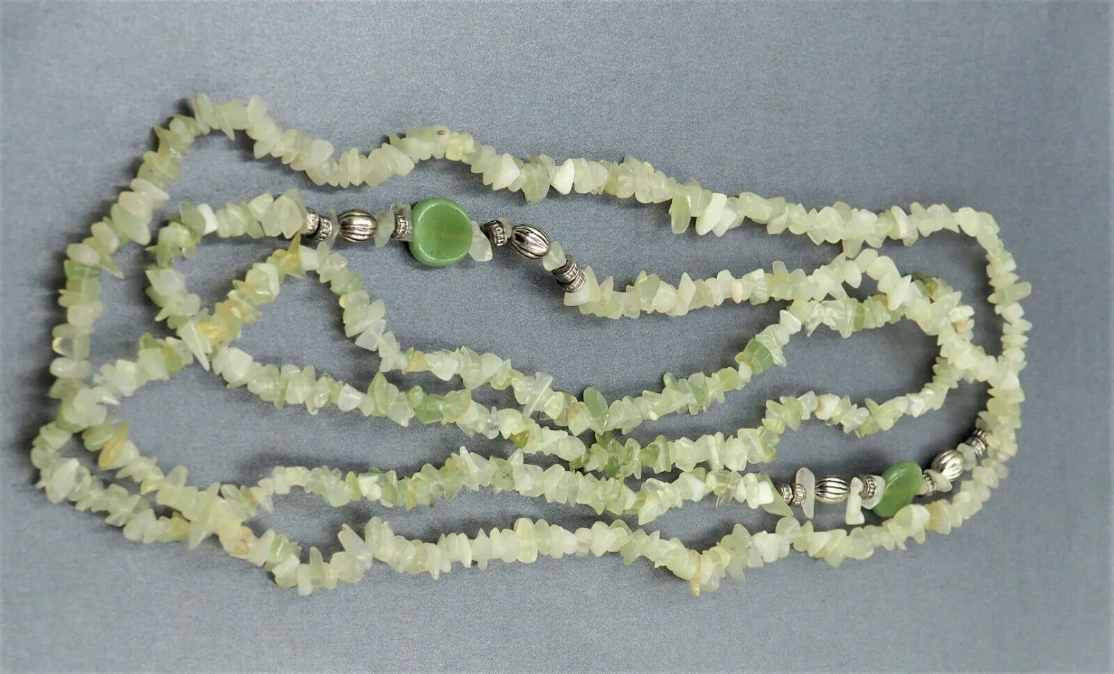 Quartz  & Large Glass Beads Silver Toned Necklace
