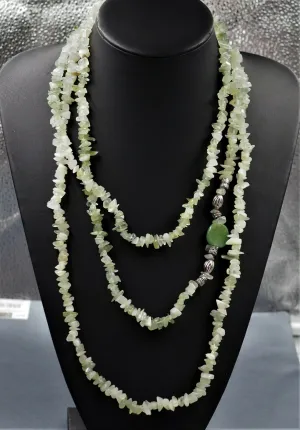 Quartz  & Large Glass Beads Silver Toned Necklace