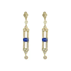 Sapphire and Diamond Lace Dangle Earrings