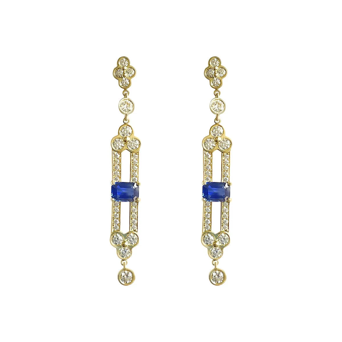 Sapphire and Diamond Lace Dangle Earrings