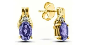 September Birthstone 0.02TW Diamond 10K Yellow Gold Earrings - Sapphire September Birthstone 0.02TW Diamond 10K Yellow Gold Earrings - Sapphire