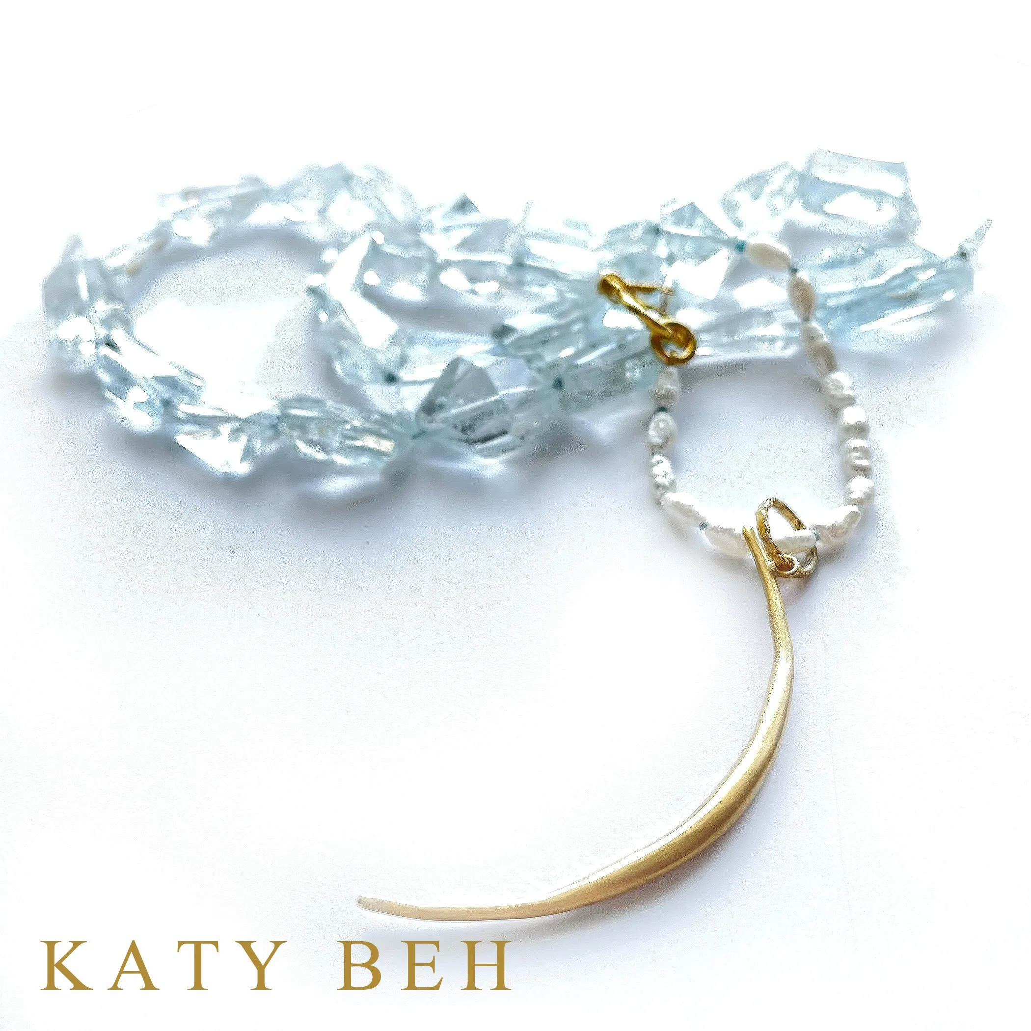 Shea Aquamarine and White Freshwater Pearl Necklace