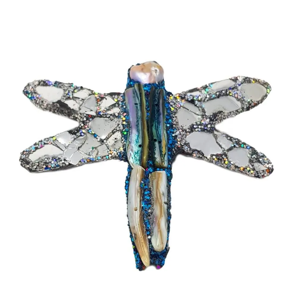 SILVER and BLUE DRAGONFLY BROOCH - POLLINATOR 2
