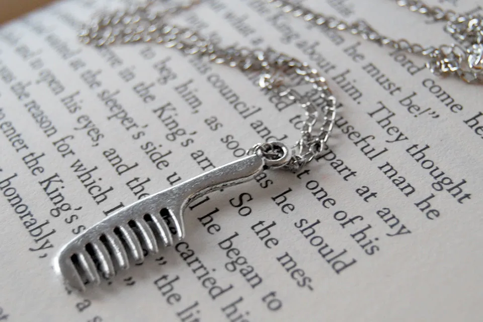 Silver Comb Necklace | Comb Charm Necklace | Hair Stylist Jewelry