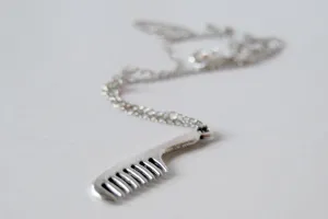 Silver Comb Necklace | Comb Charm Necklace | Hair Stylist Jewelry