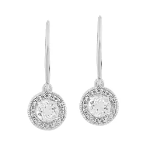 Silver Diamond 1/10Ctw & White Topaz 5/8Ctw Earring