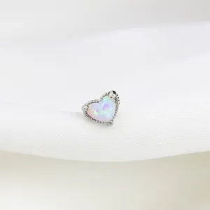 Silver Opal Heart Stud