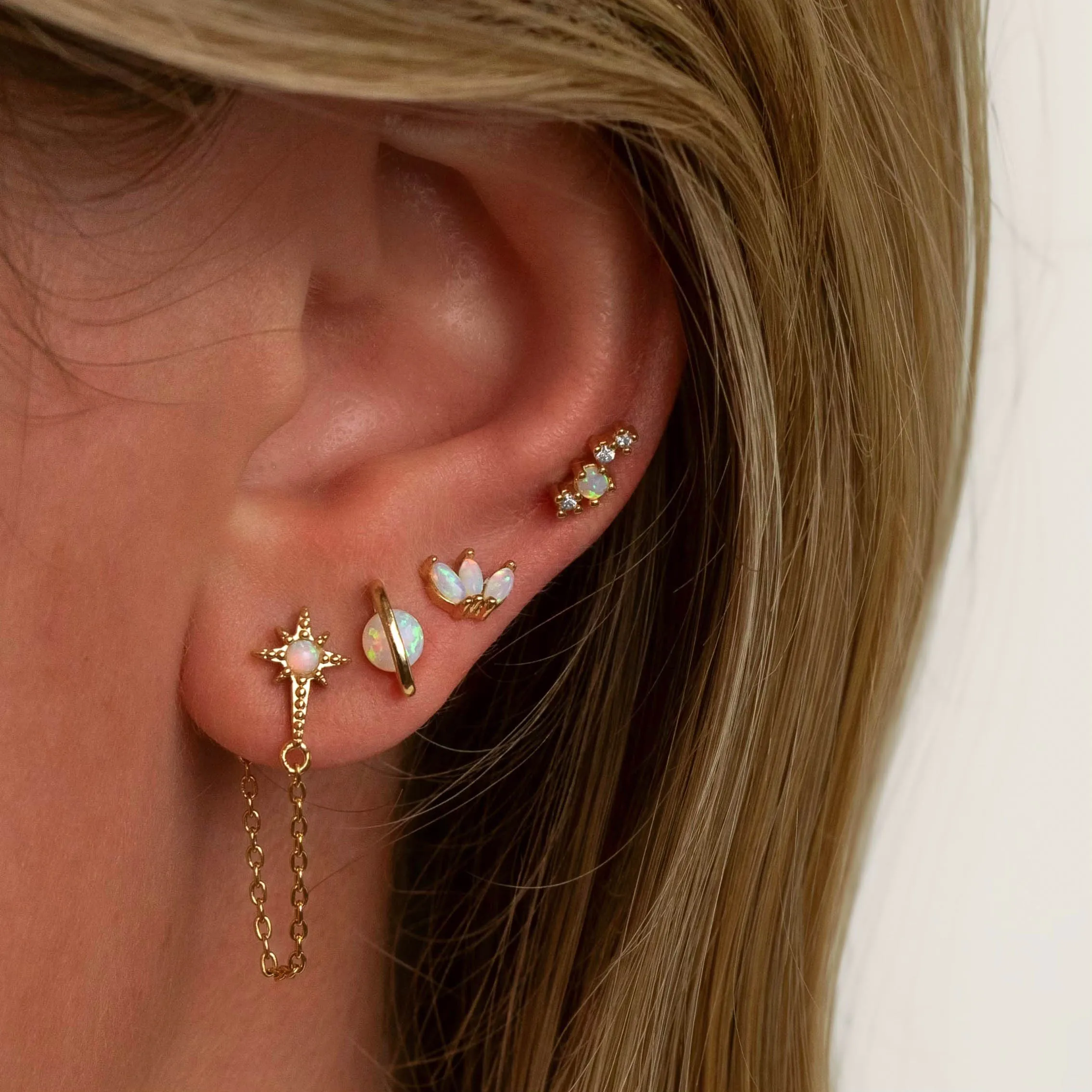 Silver Opal Petal Stud