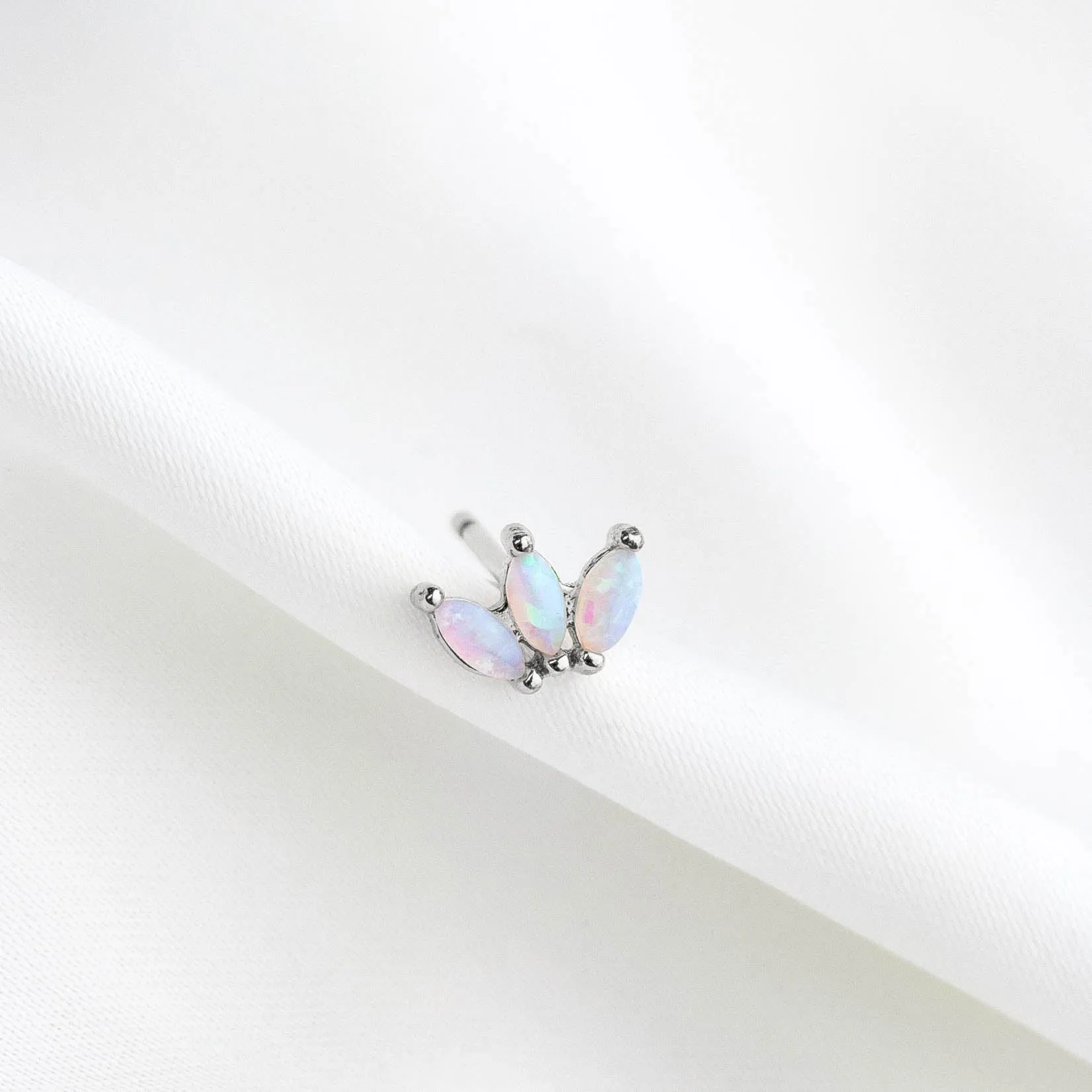 Silver Opal Petal Stud