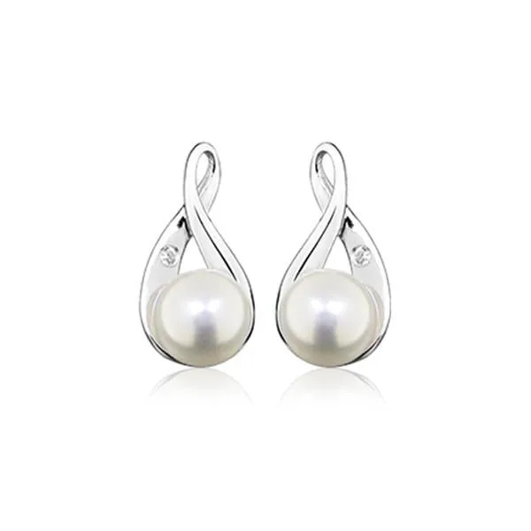 Silver White Topaz and Pearl Earrings