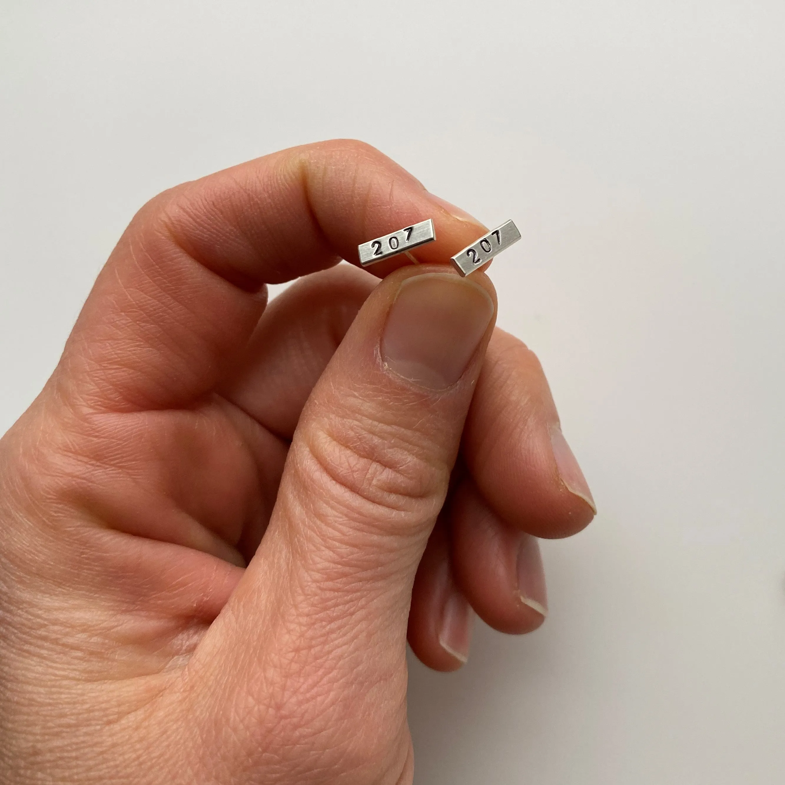 Small Maine 207 Bar Stud Earrings