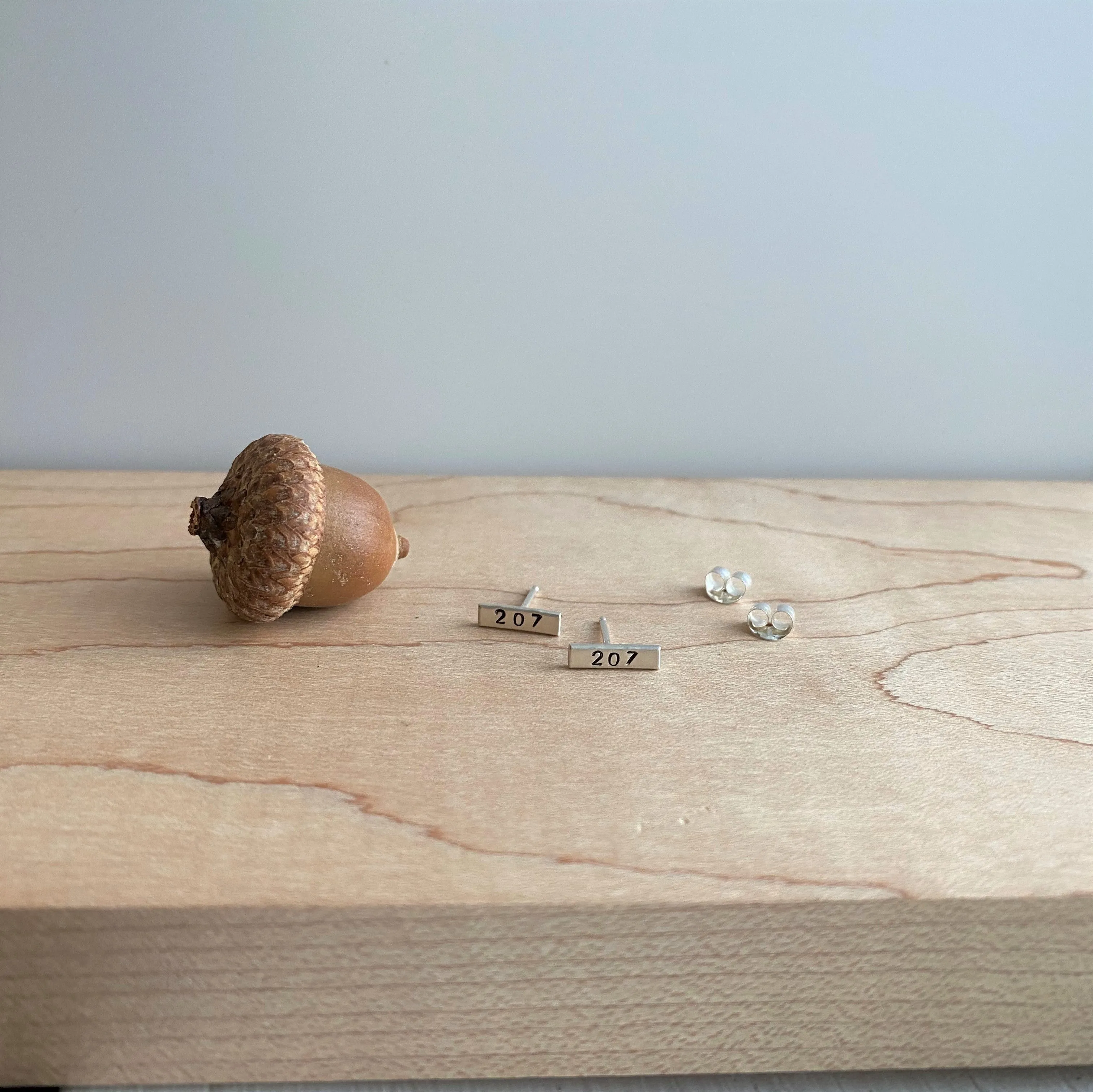 Small Maine 207 Bar Stud Earrings
