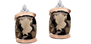 Smokey Quartz & Diamond Stud Earrings in Rose & White Gold Smokey Quartz & Diamond Stud Earrings in Rose & White Gold