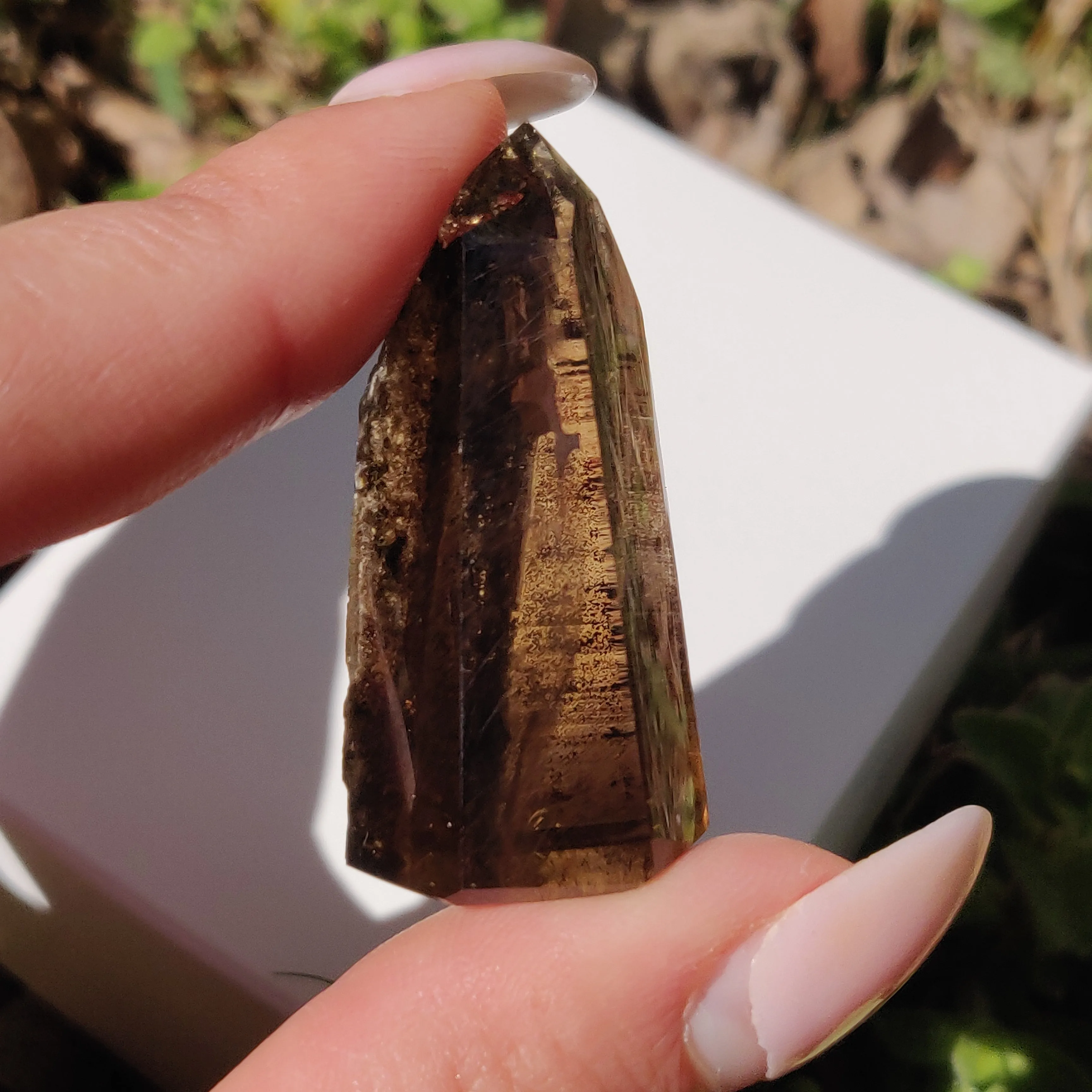 Smoky Garden Quartz Point, Lodolite Point (#5G)