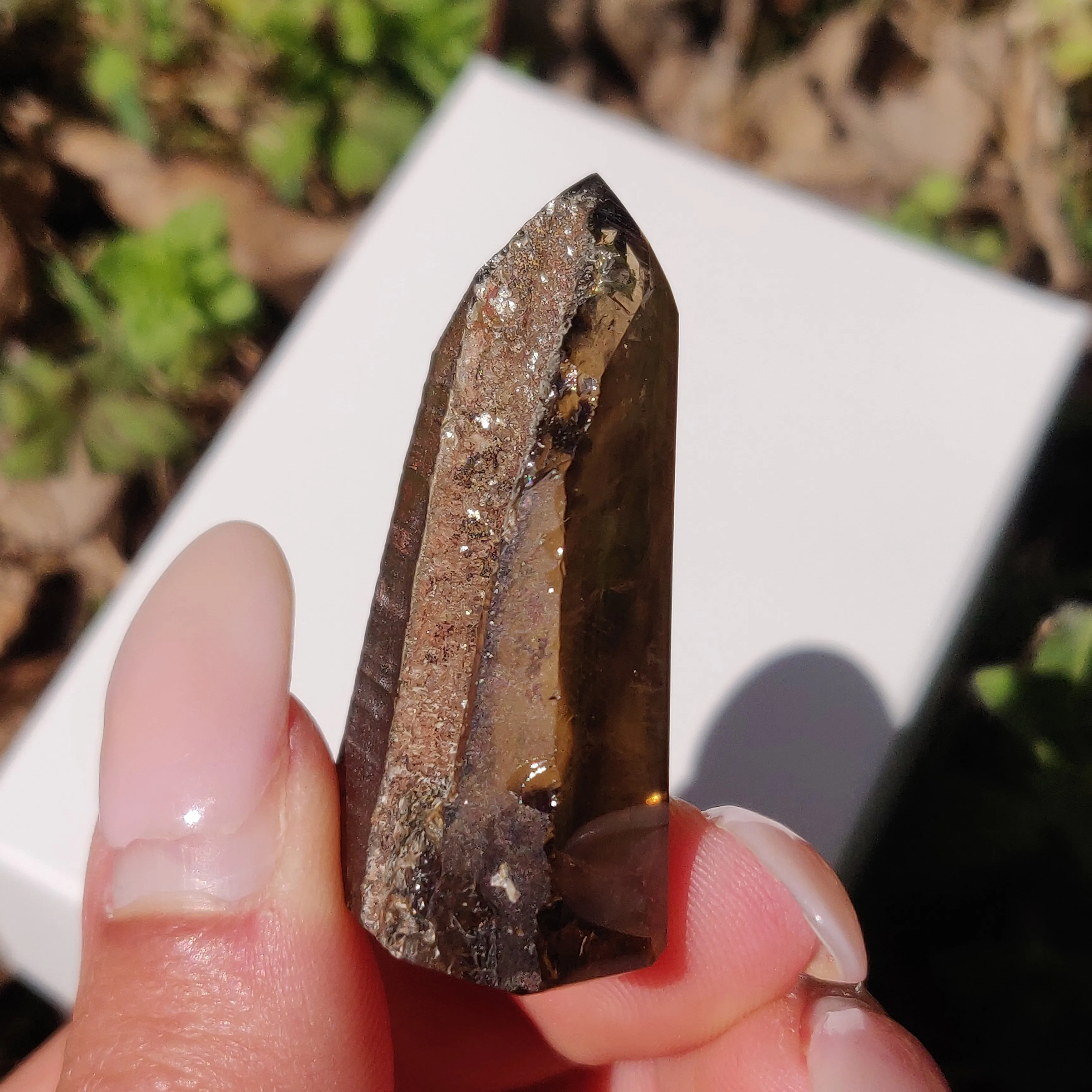 Smoky Garden Quartz Point, Lodolite Point (#5G)