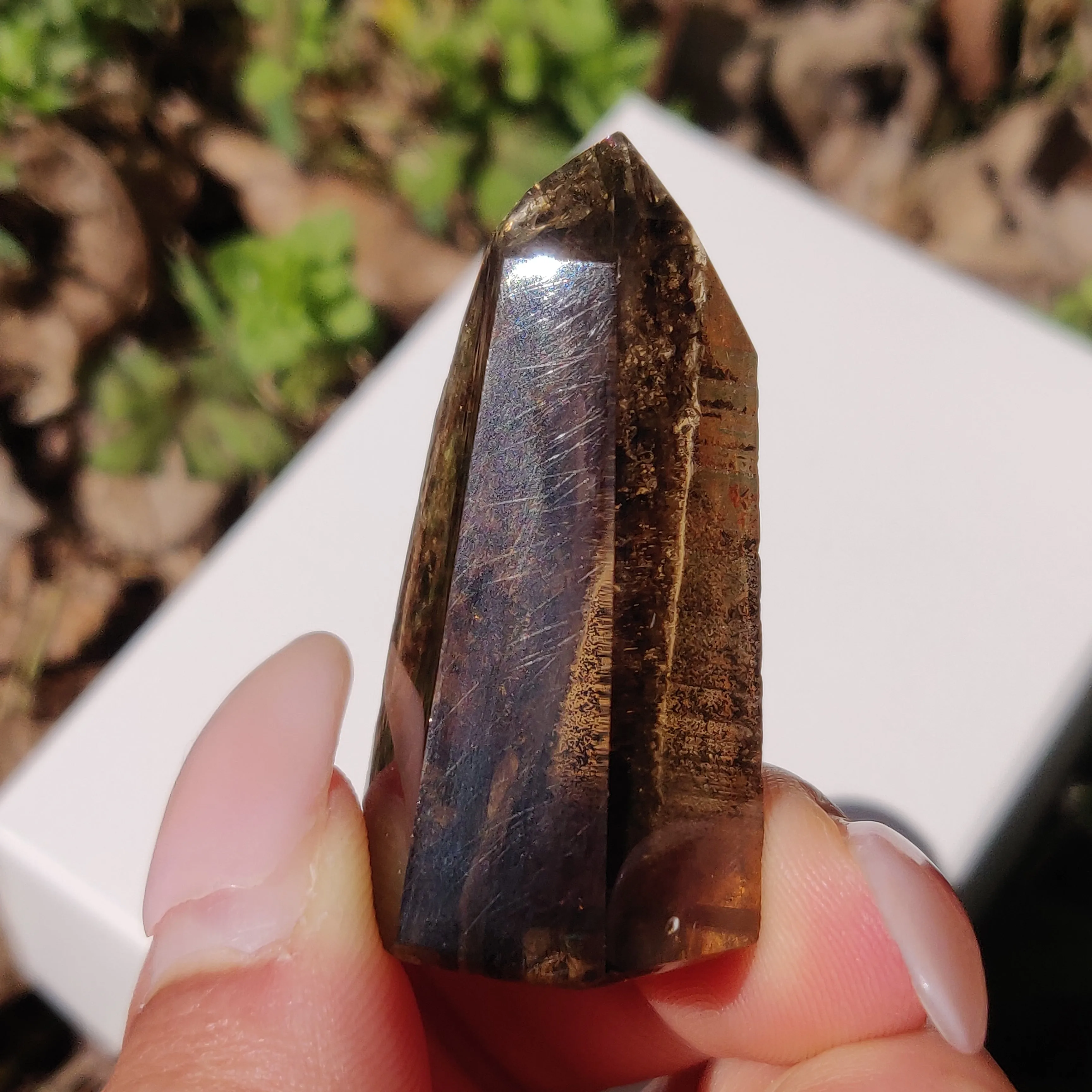 Smoky Garden Quartz Point, Lodolite Point (#5G)