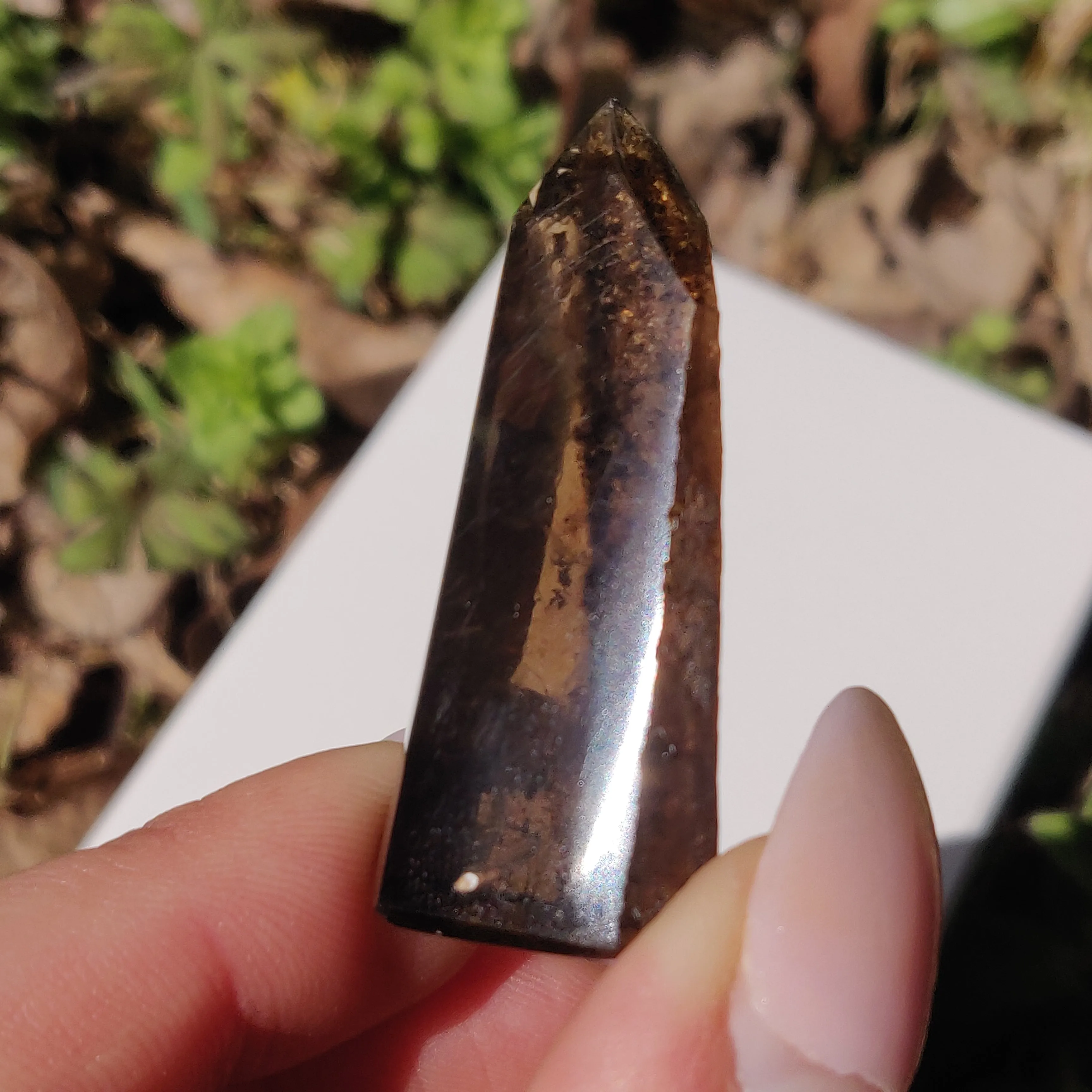 Smoky Garden Quartz Point, Lodolite Point (#5G)