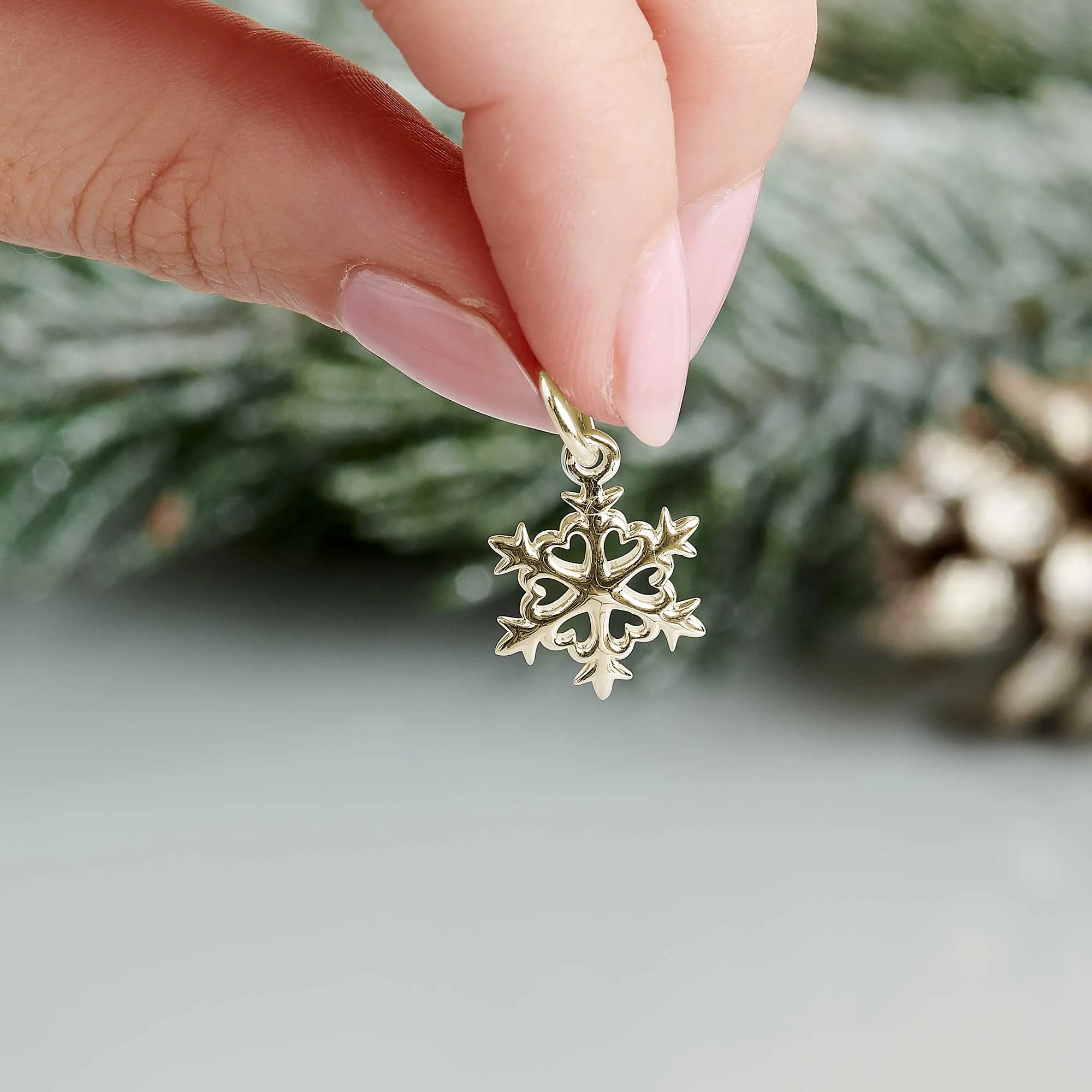 Snowflake Solid Gold Charm