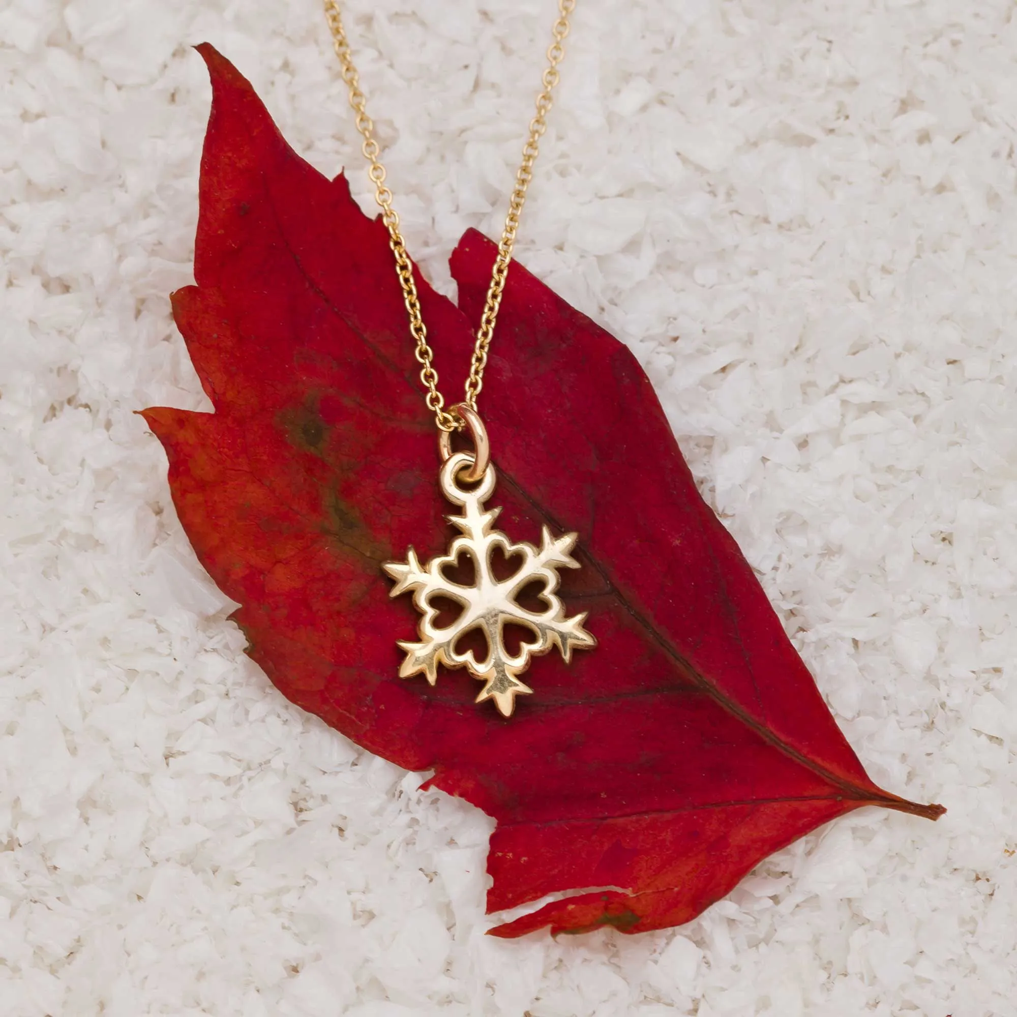 Snowflake Solid Gold Charm