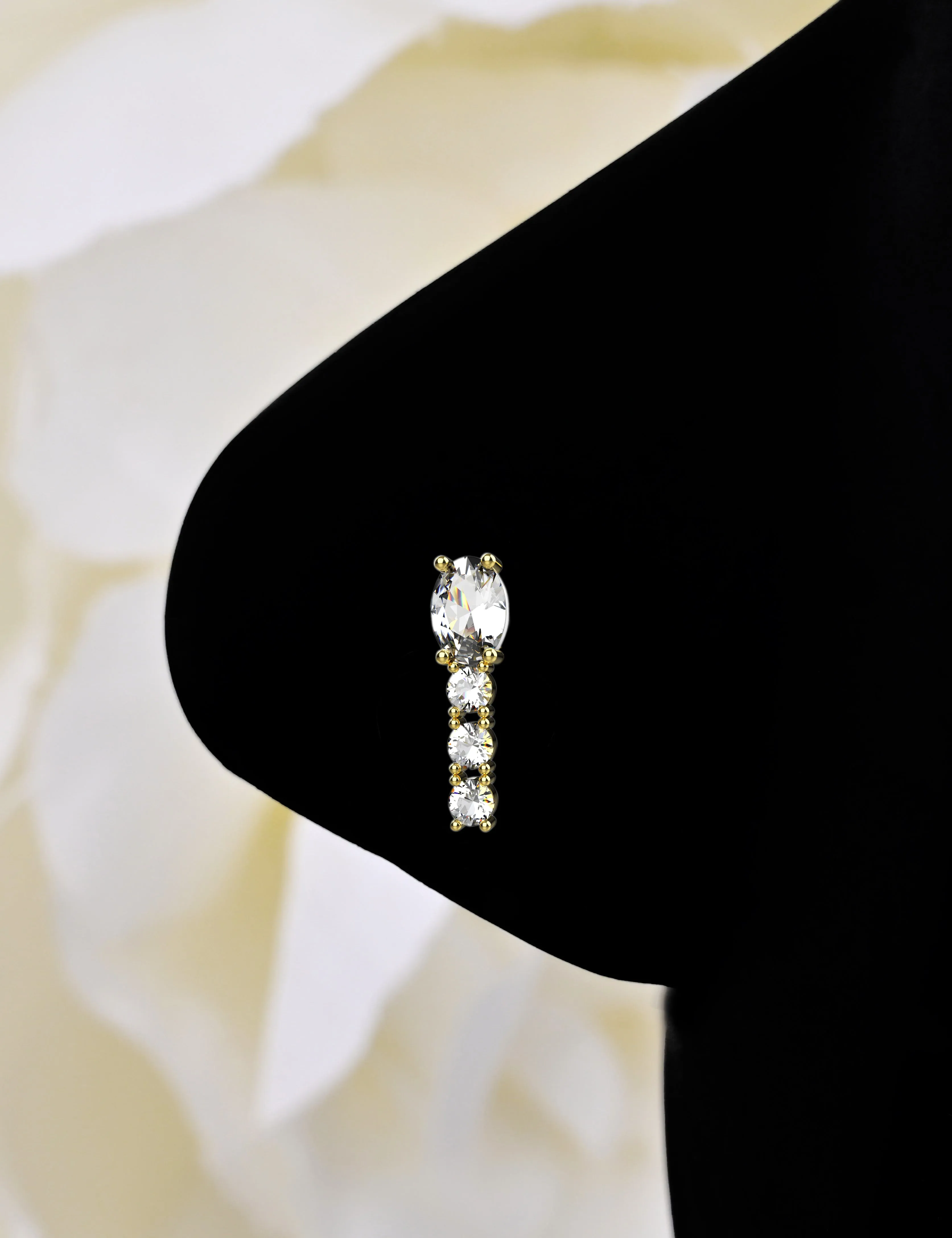solid gold nose stud – flat back nose ring for secure piercing