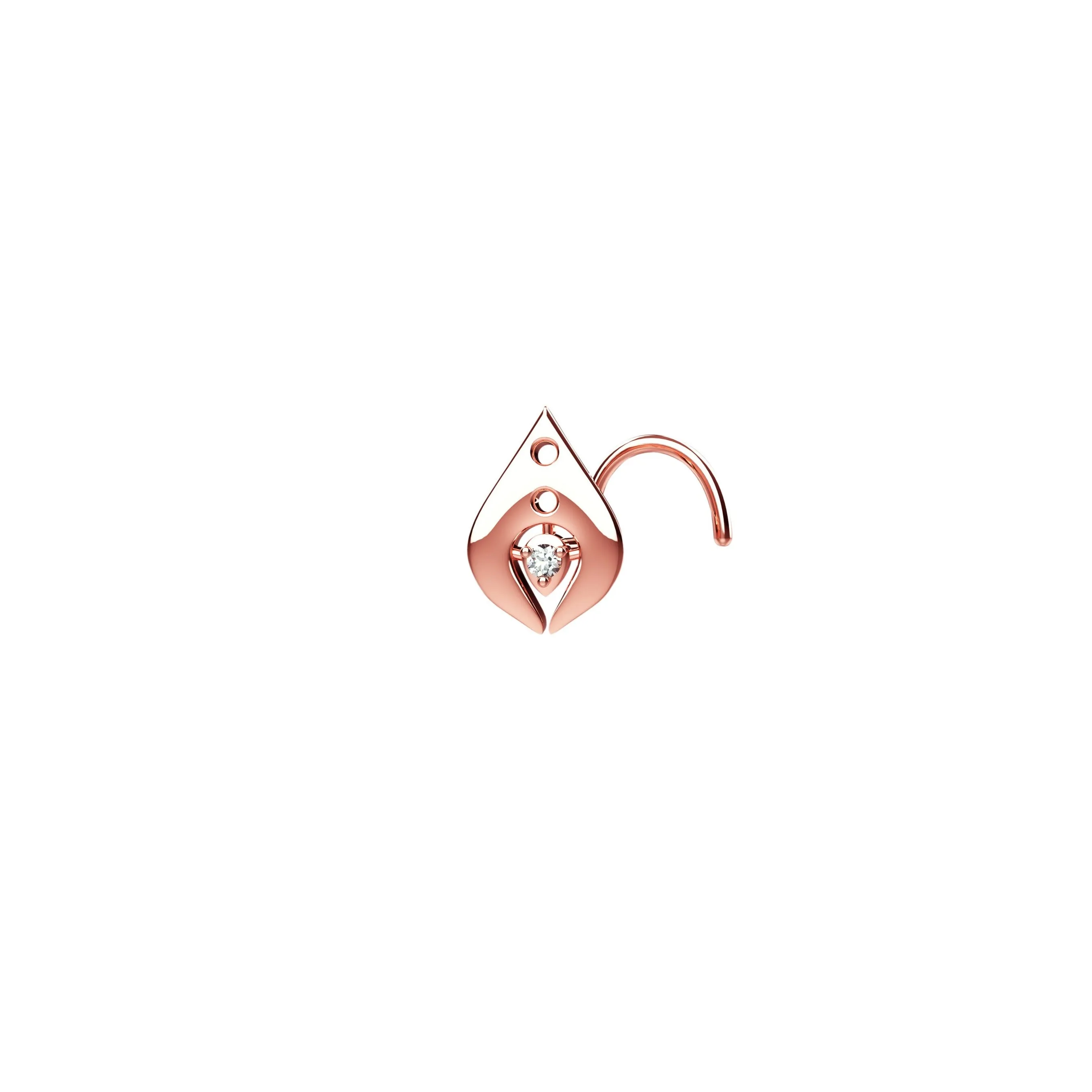 Spear-Shaped Gold Nose Stud – Bold & Minimalist Piercing