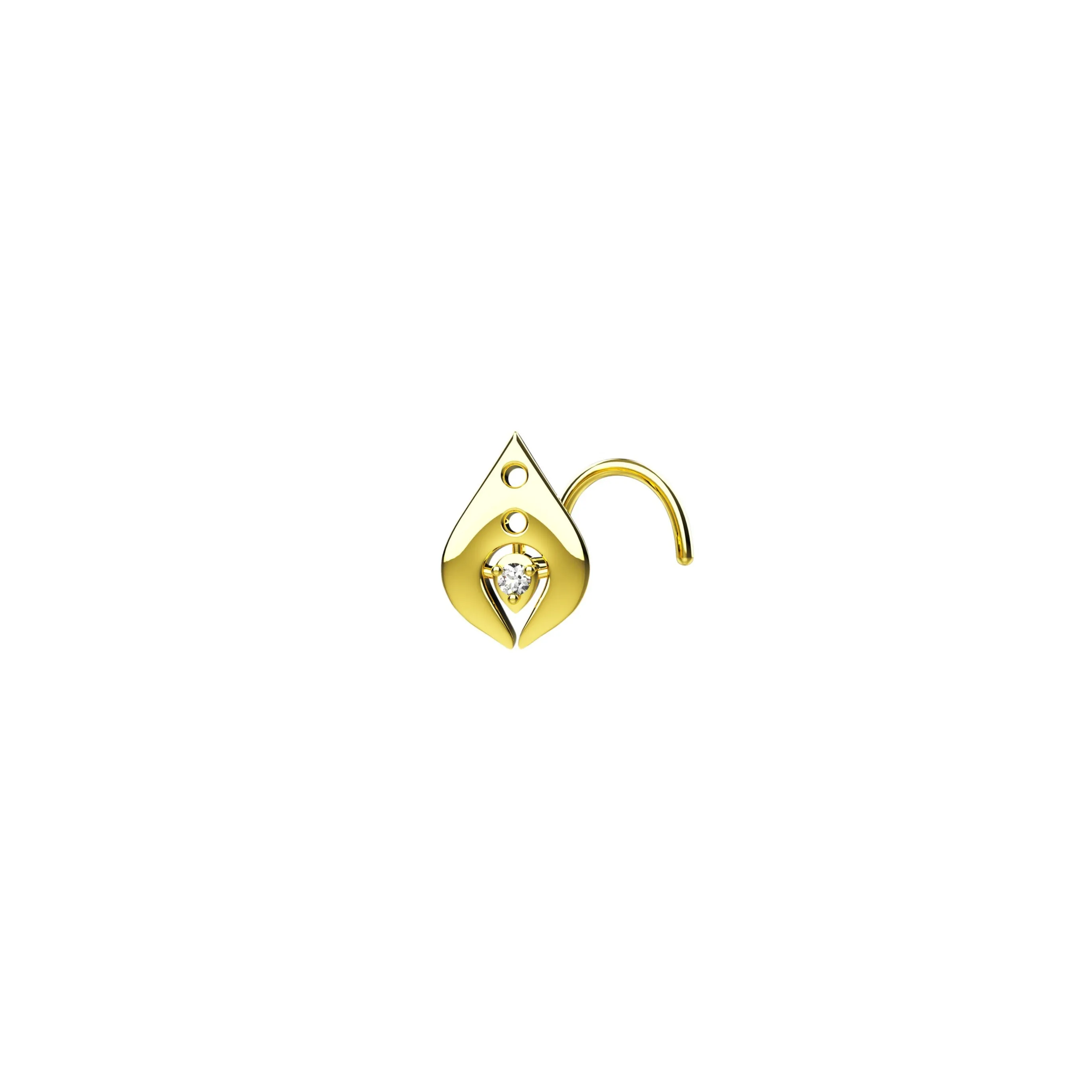 Spear-Shaped Gold Nose Stud – Bold & Minimalist Piercing