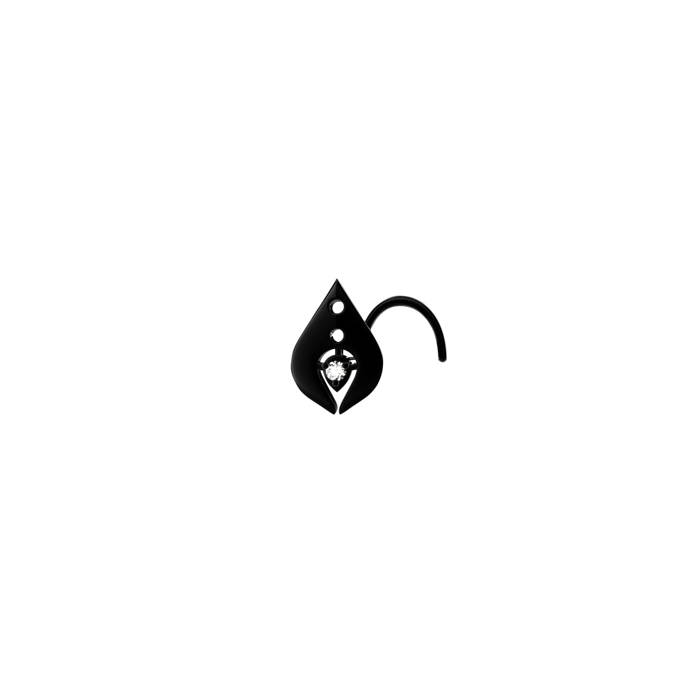 Spear-Shaped Gold Nose Stud – Bold & Minimalist Piercing