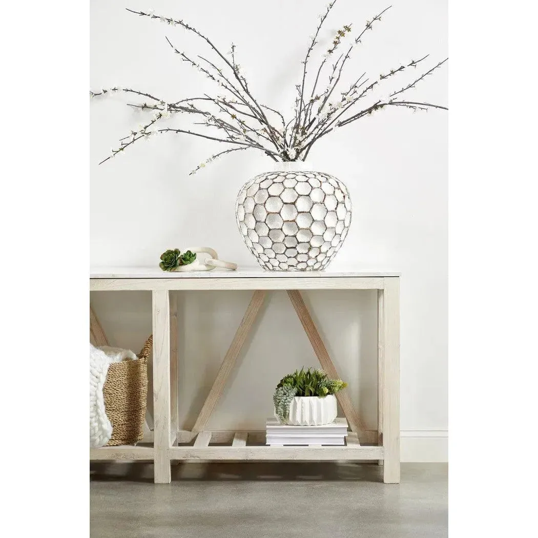 Spruce Console Table White Wash Pine White Quartz