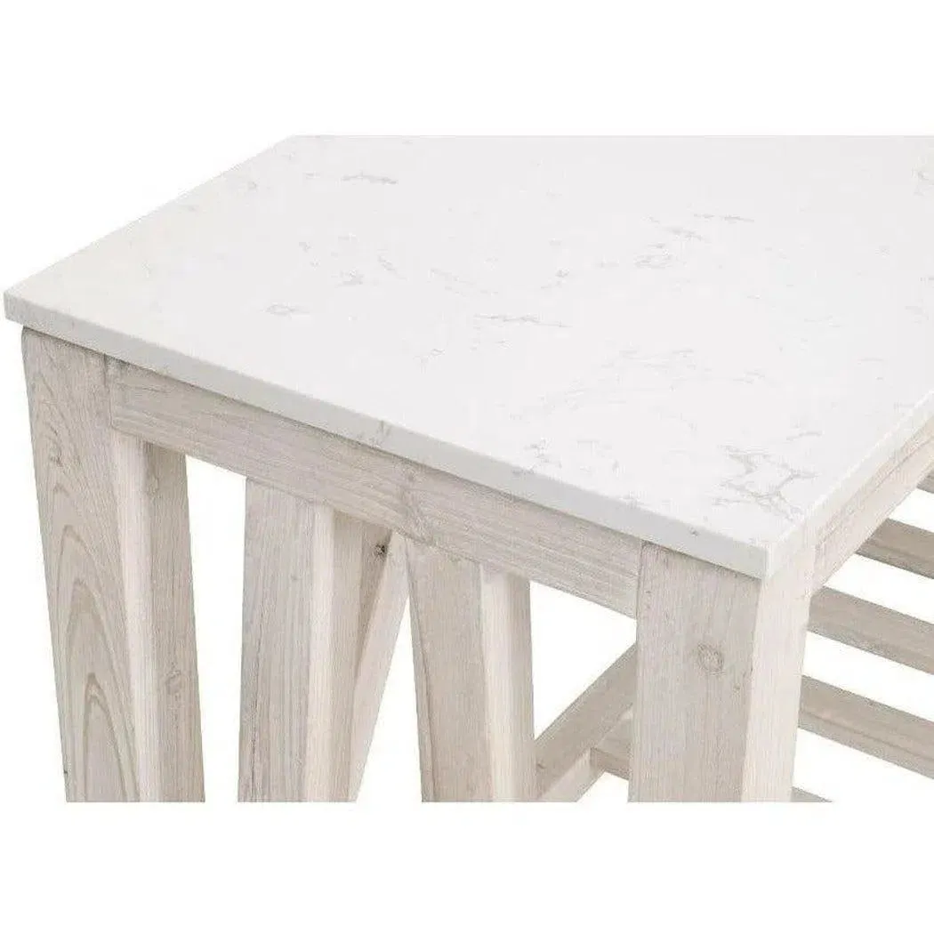 Spruce Console Table White Wash Pine White Quartz