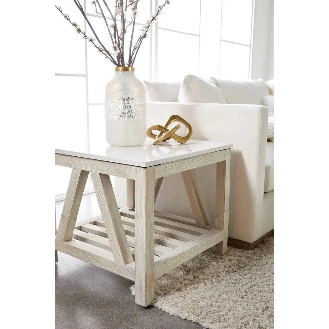 Spruce Console Table White Wash Pine White Quartz