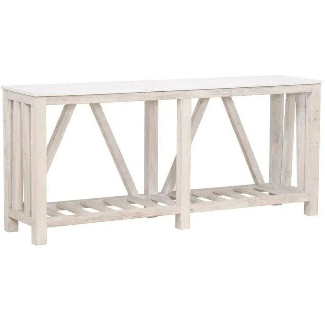 Spruce Console Table White Wash Pine White Quartz