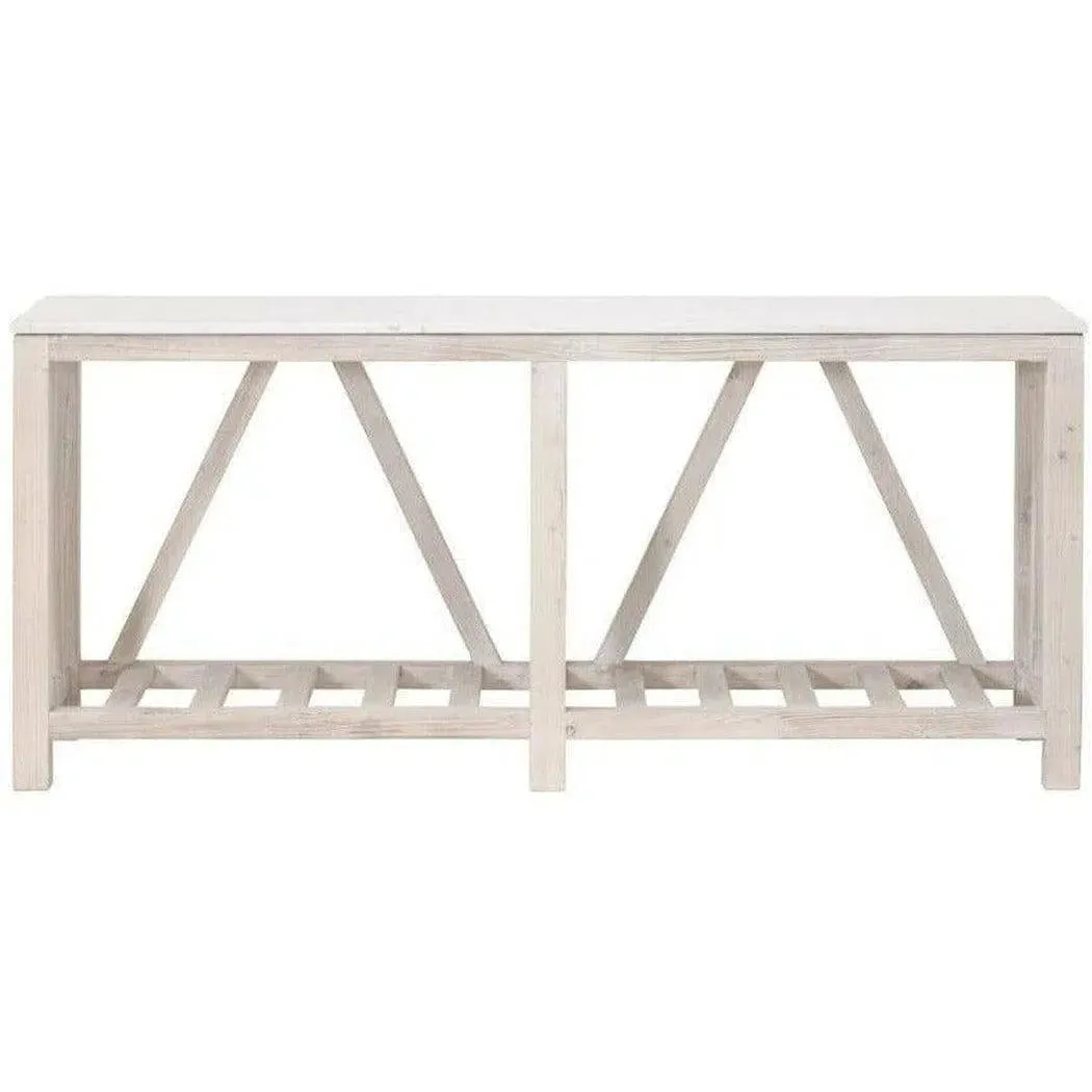 Spruce Console Table White Wash Pine White Quartz