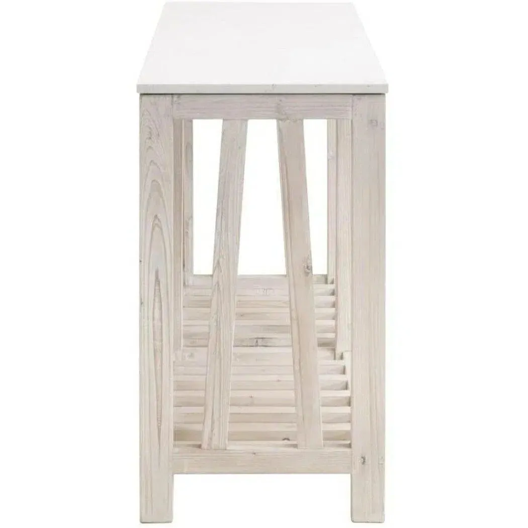 Spruce Console Table White Wash Pine White Quartz