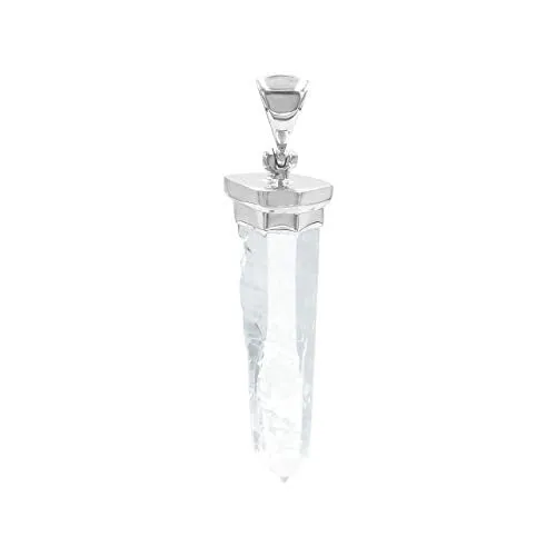 Starborn 5cm Quartzcrystal Tip Laser Brasil 925 Sterling Silver Pendant