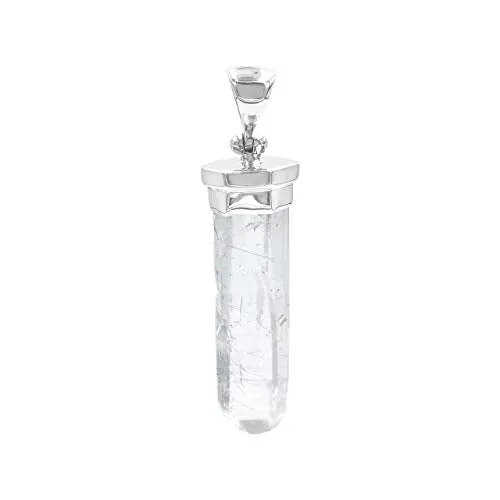 Starborn 5cm Quartzcrystal Tip Laser Brasil 925 Sterling Silver Pendant