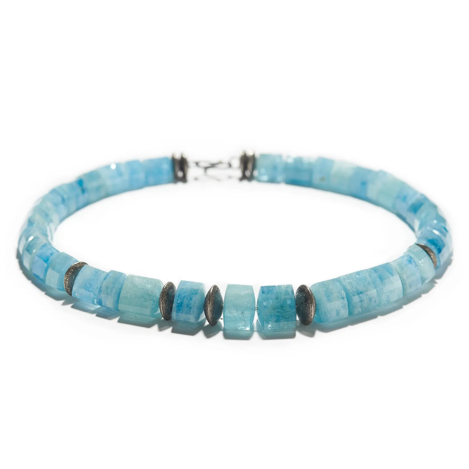 Statement Aqua Necklace with Silver