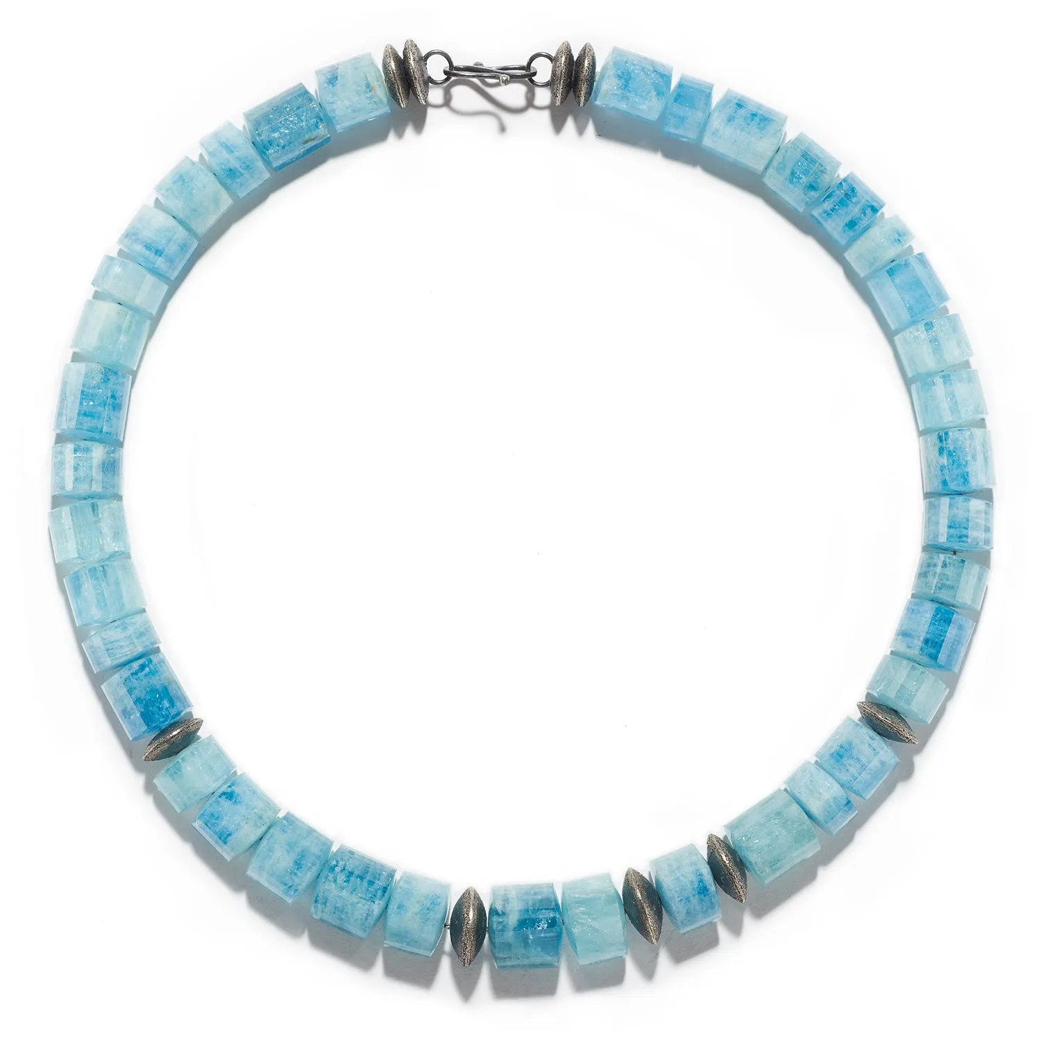 Statement Aqua Necklace with Silver