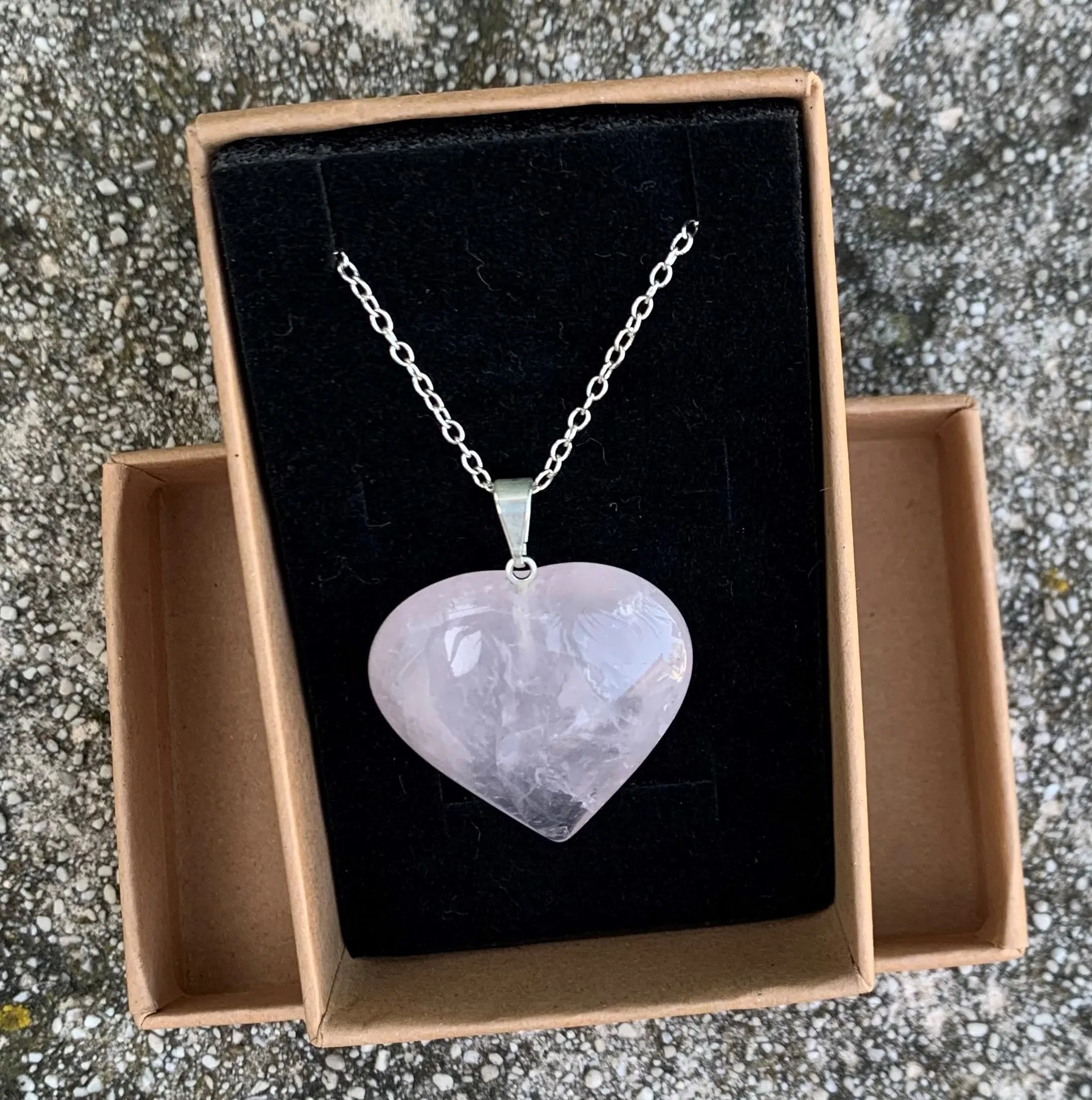 Sterling Silver Natural Rose Quartz Heart Pendant