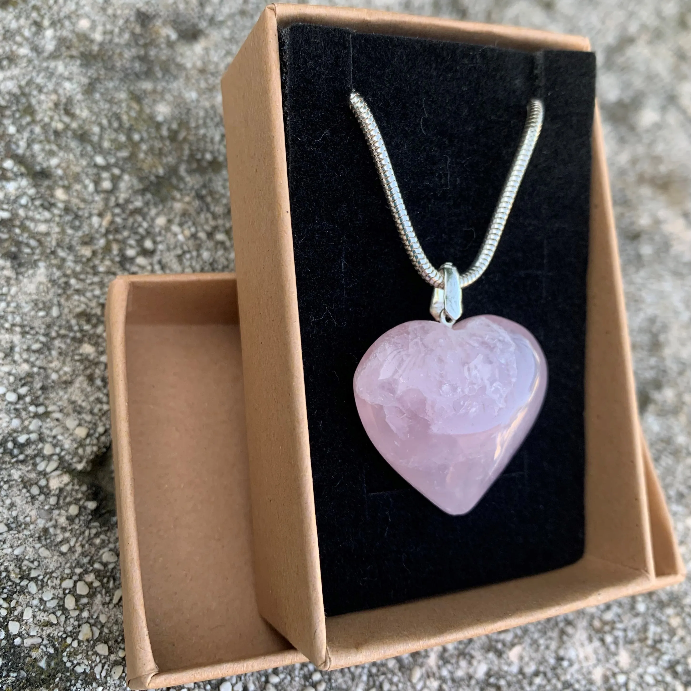 Sterling Silver Natural Rose Quartz Heart Pendant