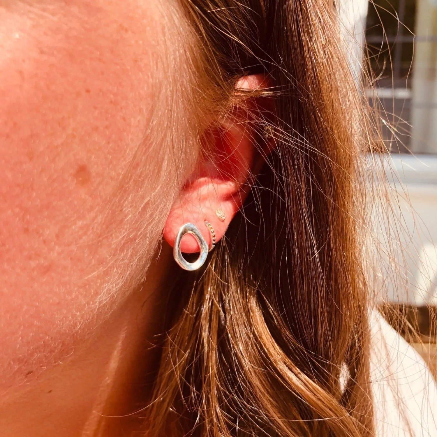Sterling Silver Ringlet Stud Earrings