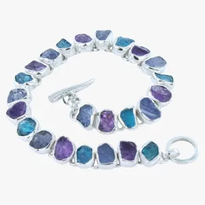 Sterling Silver Rough Blue Stones Bracelet
