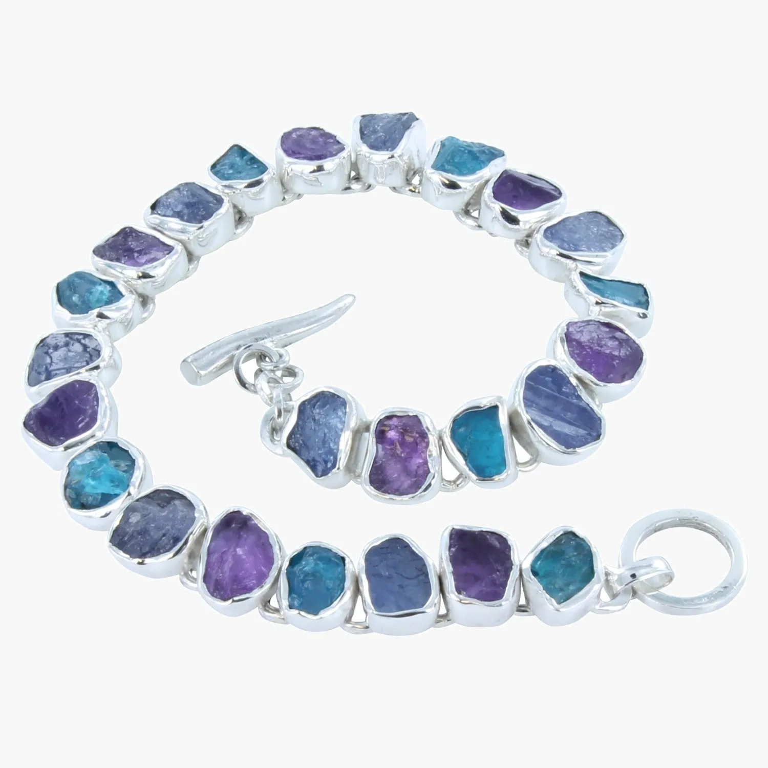 Sterling Silver Rough Blue Stones Bracelet