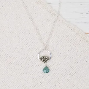 Sterling Silver Tiny Arabesque Grandidierite Pendant Necklace